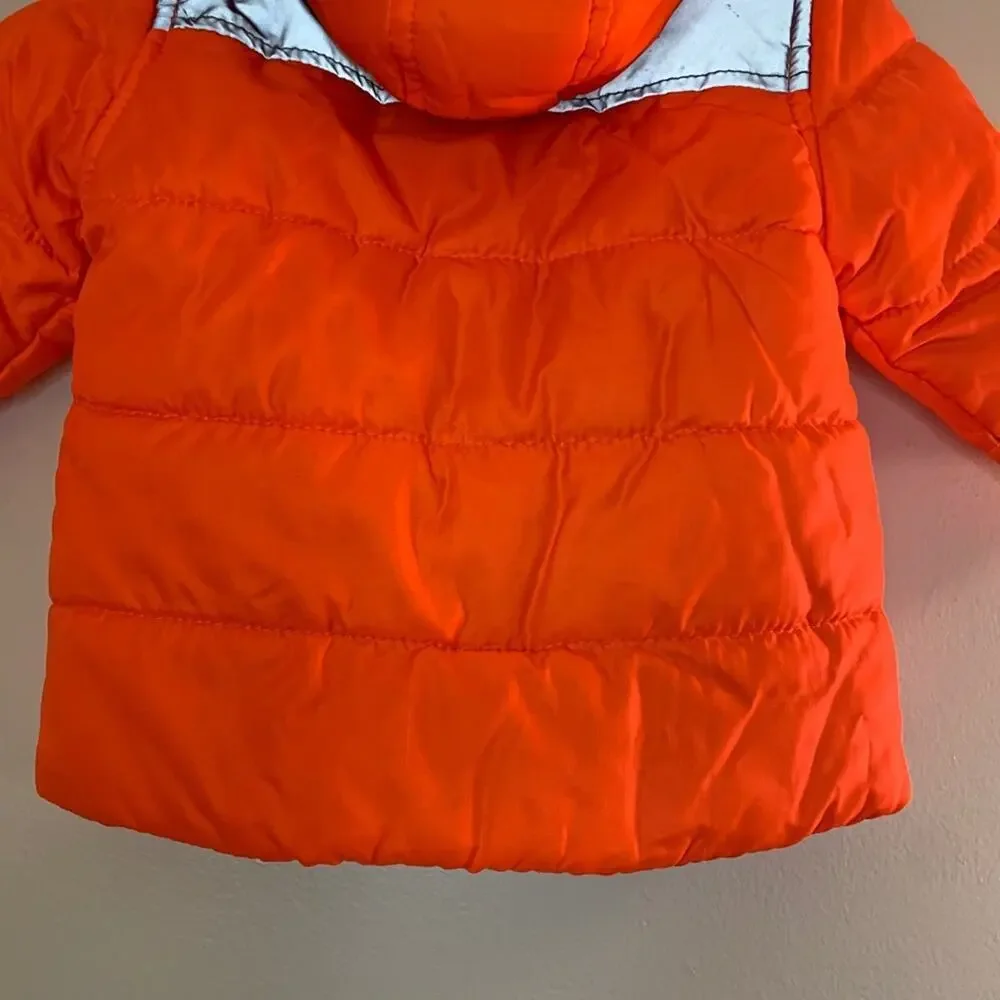 CARTER’S Boy’s Neon Orange and Reflective Shoulders Hooded Coat / Size: 18 Mos